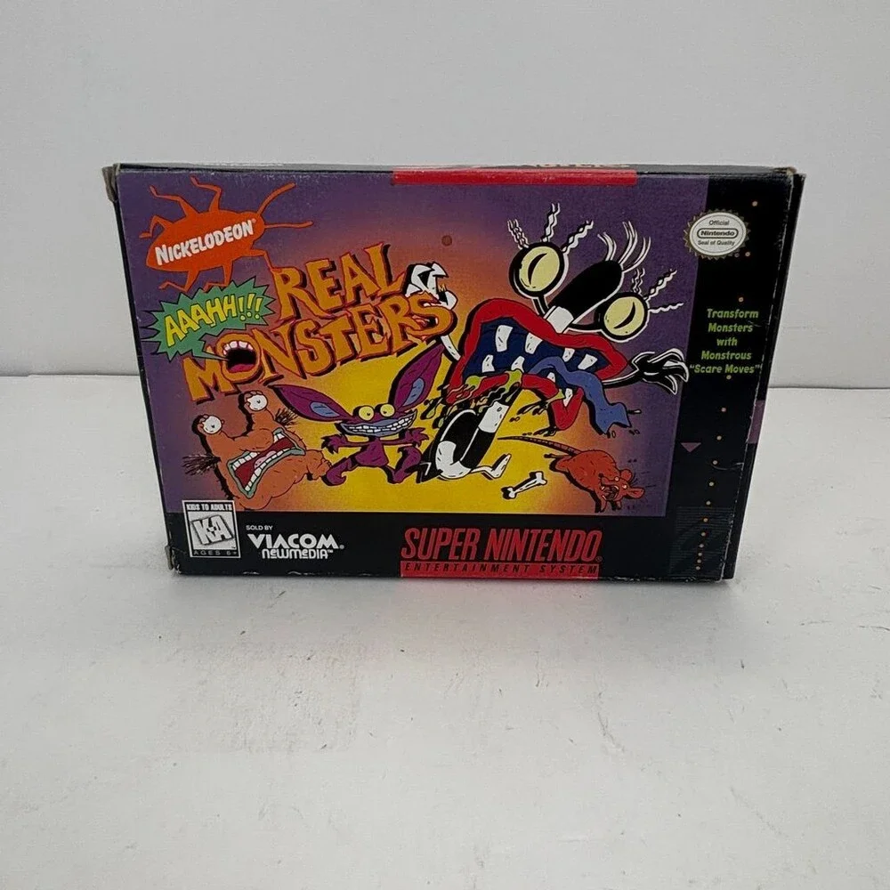 Aaahh!!! Real Monsters Nickelodeon Viacom W/ Box & Manual(Super Nintendo, 1995)